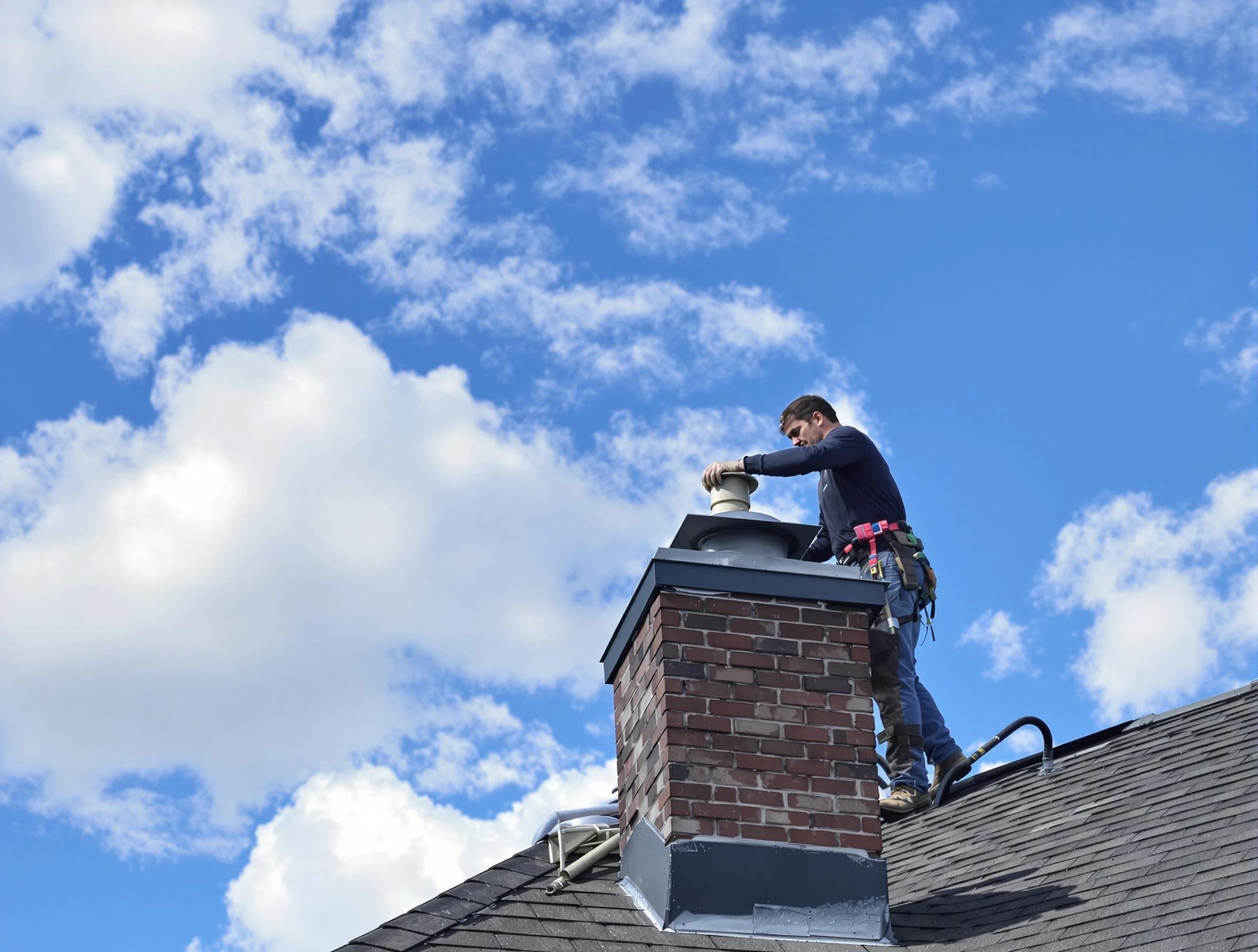 Jackson Chimney Sweep installing a sturdy chimney cap in Jackson, NJ