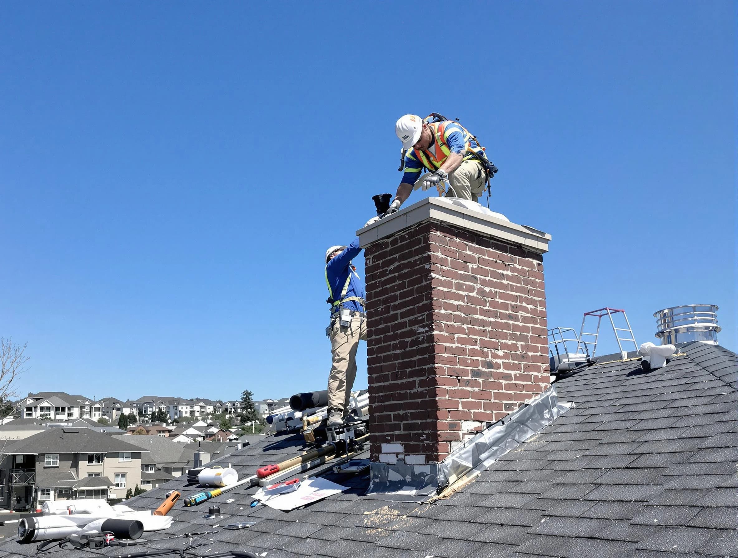 Jackson Chimney Sweep repairing a chimney crown in Jackson, NJ