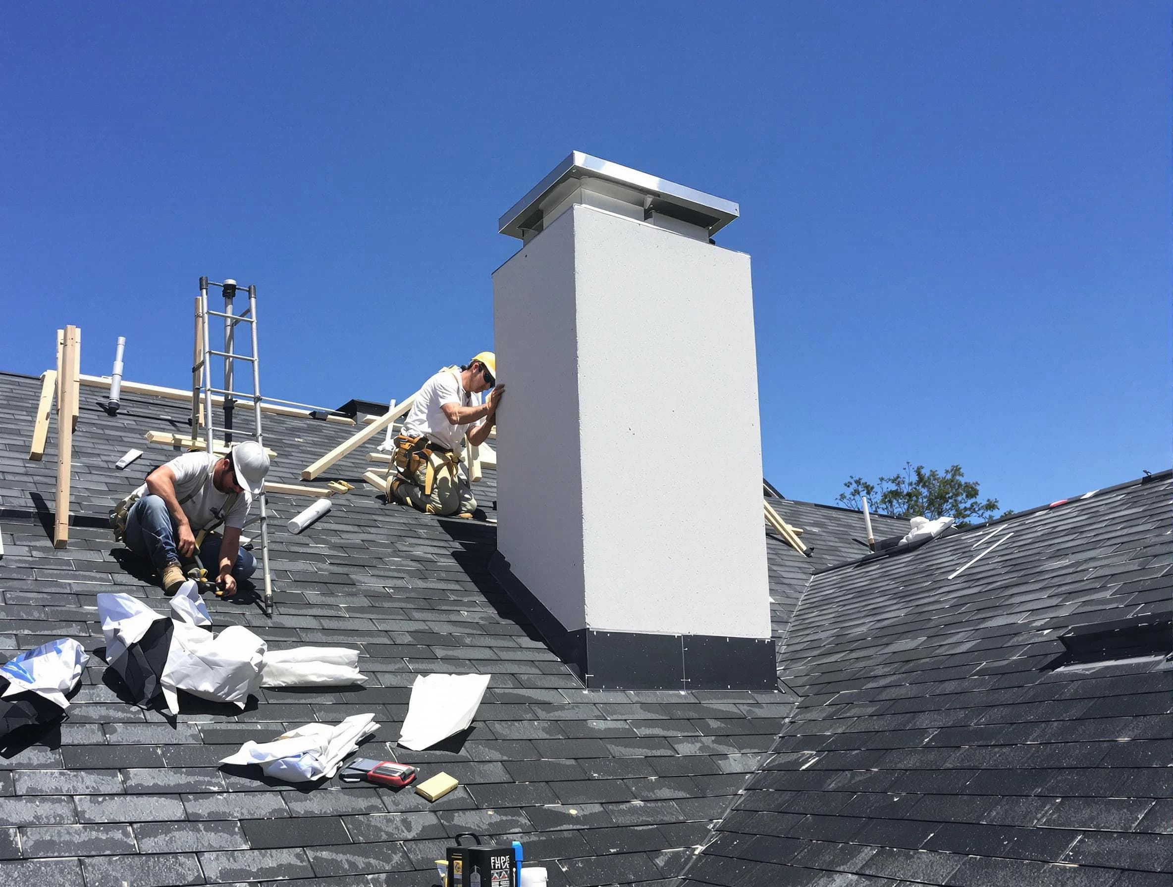 Jackson Chimney Sweep crew installing a new chimney in Jackson, NJ