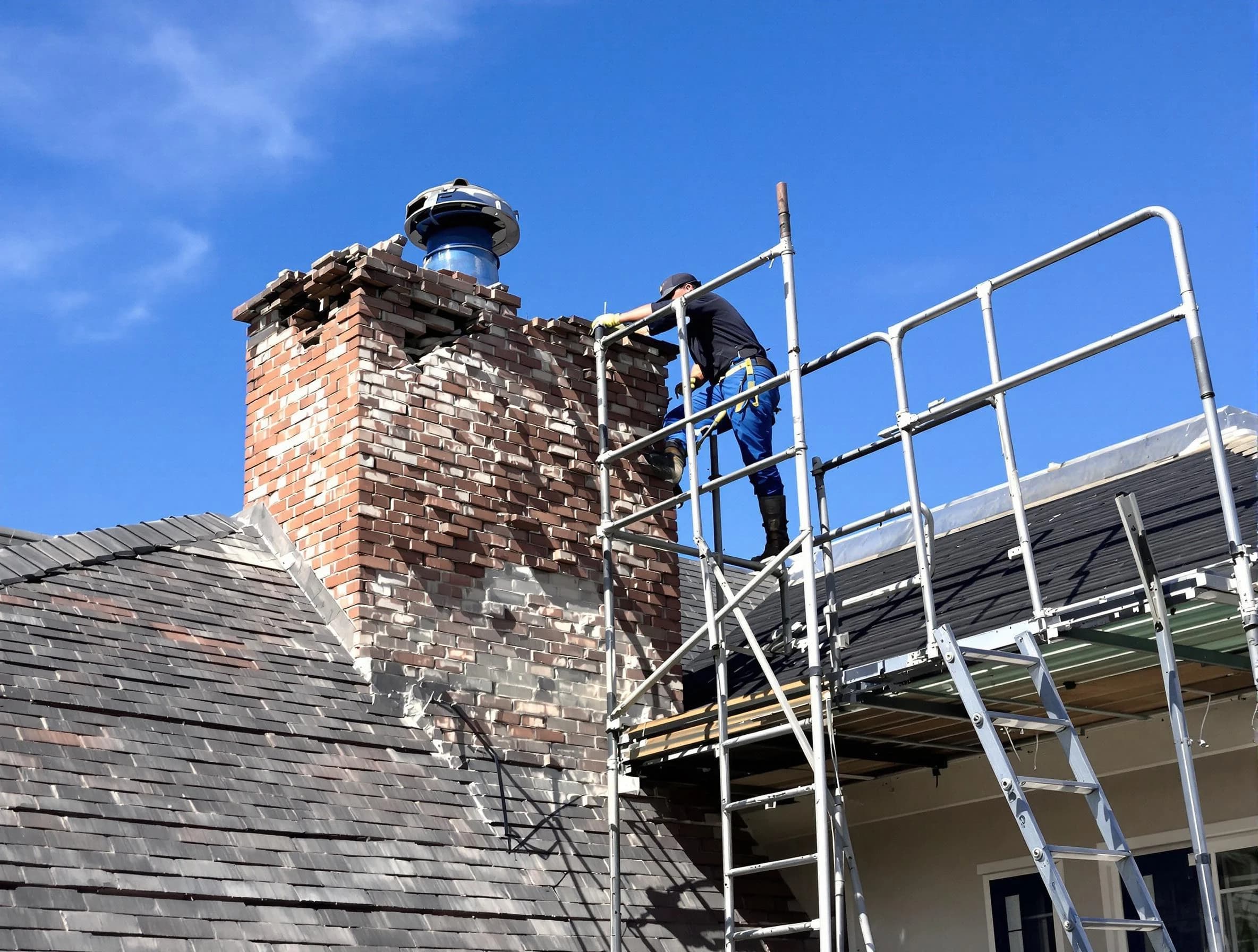 Rebuilding a chimney structure by Jackson Chimney Sweep in Jackson, NJ