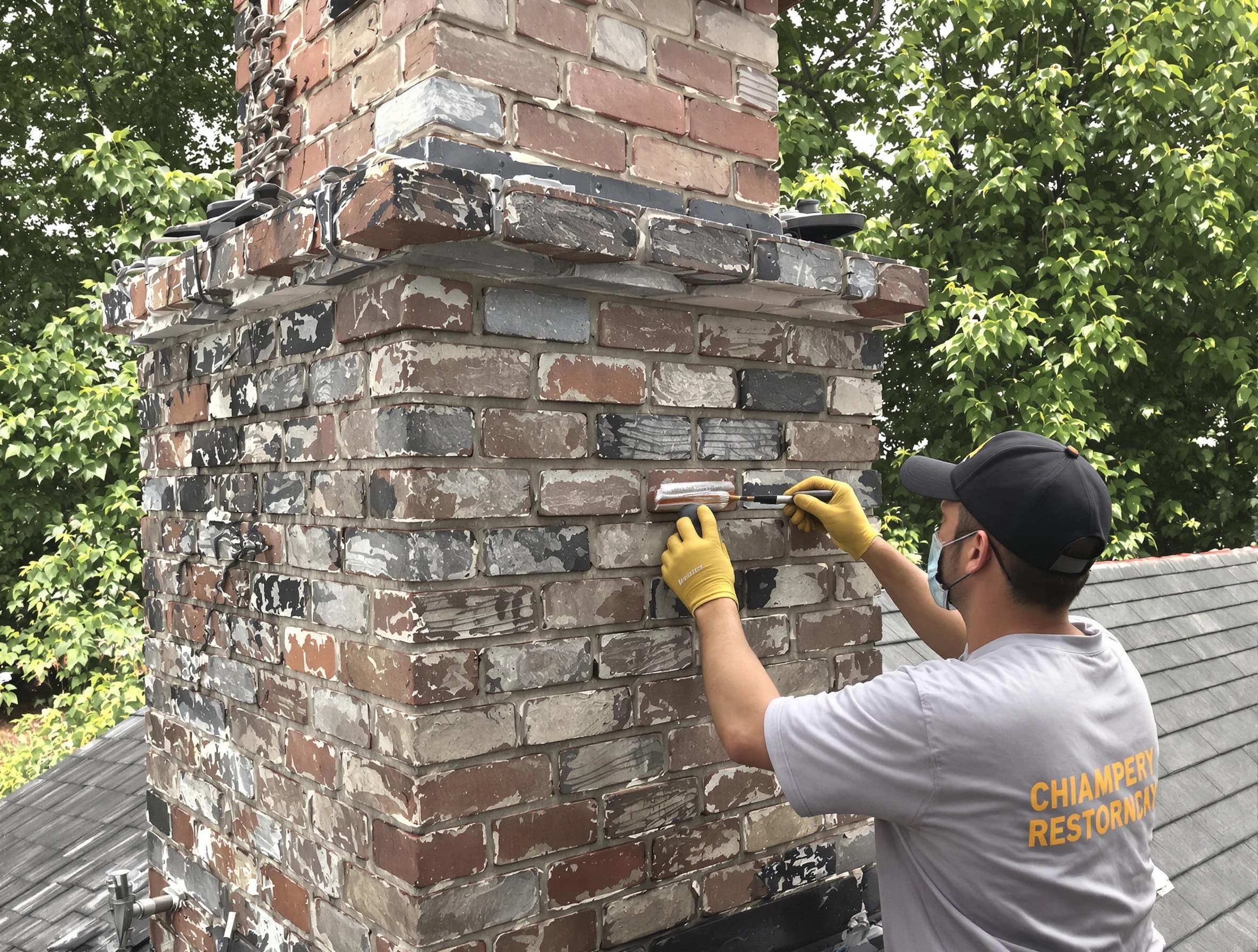 In-progress chimney restoration by Jackson Chimney Sweep in Jackson, NJ